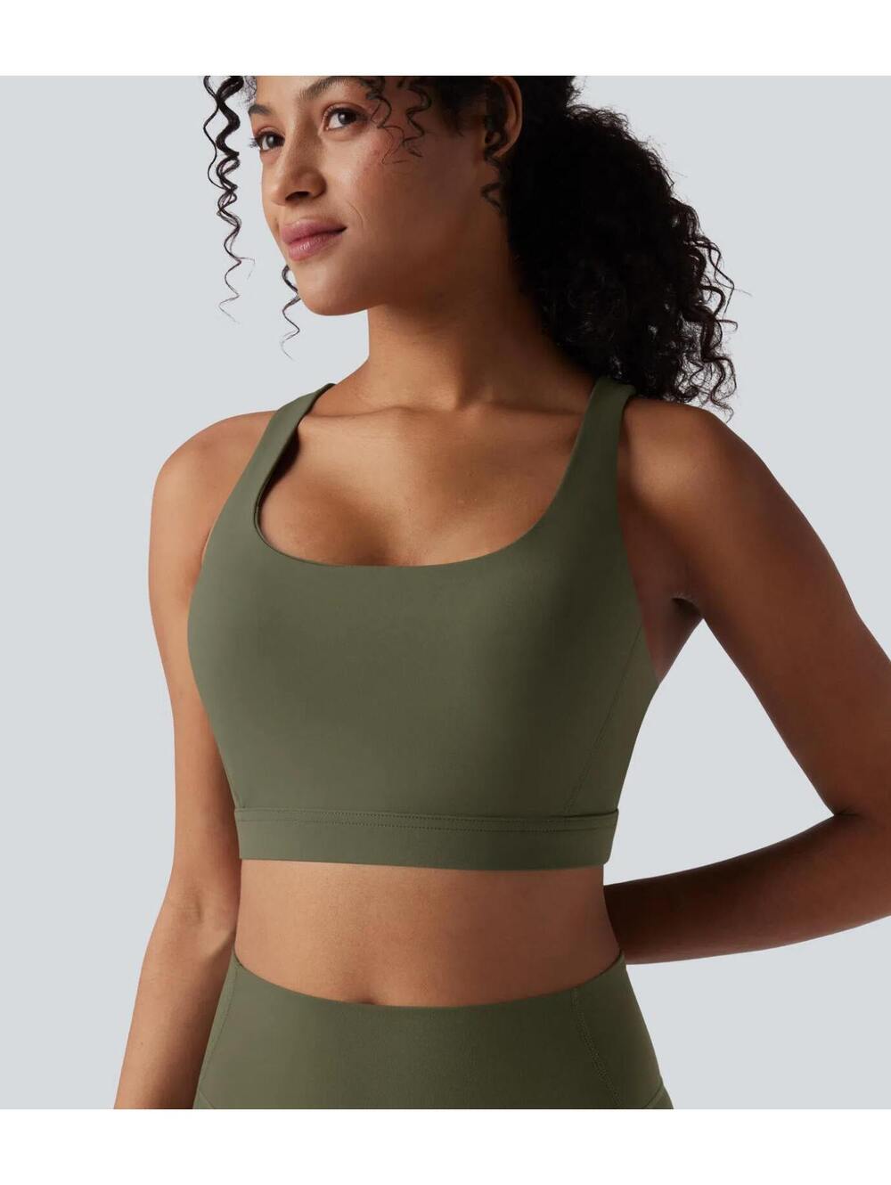 Halara UltraSculpt™ Low Support Push-Up Yoga Sports Bra Green Size Medium - Picture 7 of 8